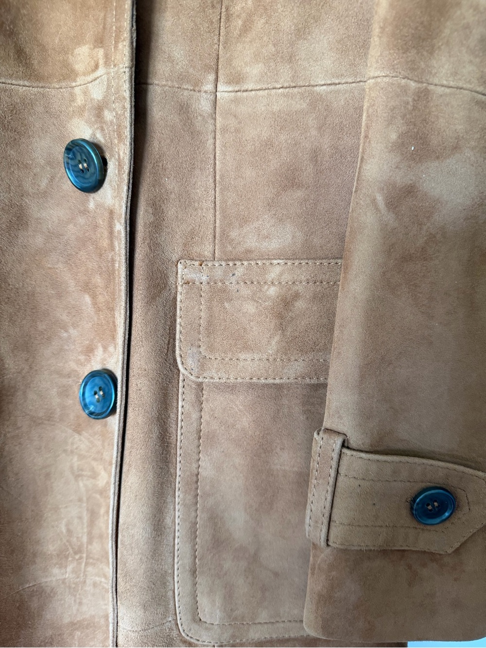 Talbots Brown Suede Double-Breasted Trench Coat - Picture 9 of 15
